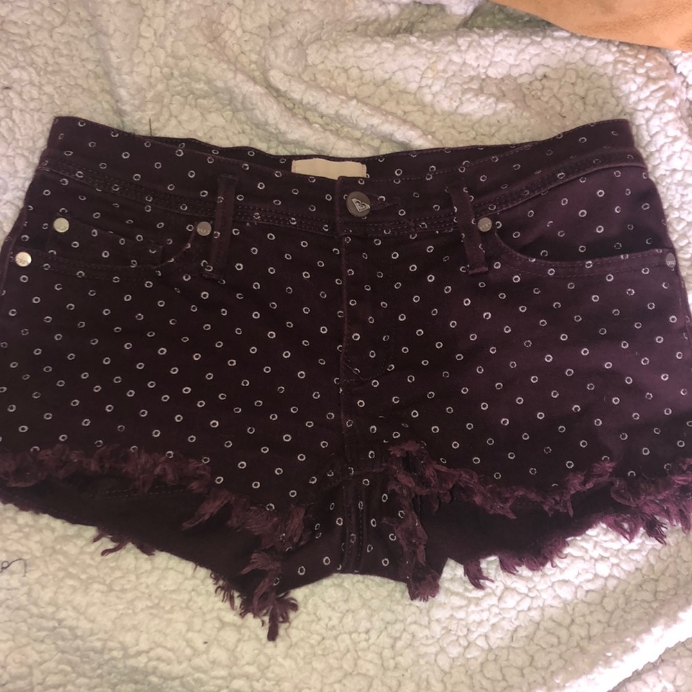 Roxy burgundy jean cut off shorts
